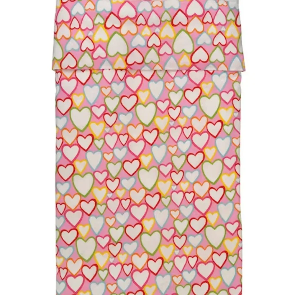 IKEA Hearts Vitaminer Hjarta Pink White Cotton Reversible Duvet Cover Twin